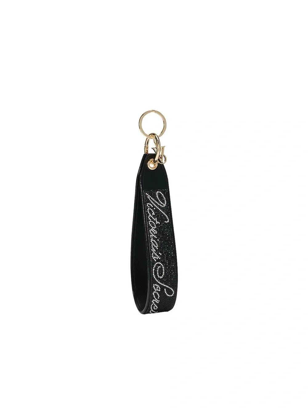 Victoria's Secret Black Crystal Script Wristlet Keychain